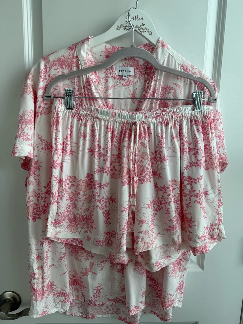 Piyama Maggie Pyjama Set Summer Toile Pink Pajamas Loungewear Sleep Cottage XL